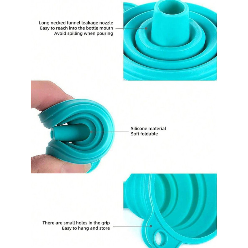 2pcs Kitchen Collapsible Funnels Set Foldable Food Graded Small Silicone Funnels gallery