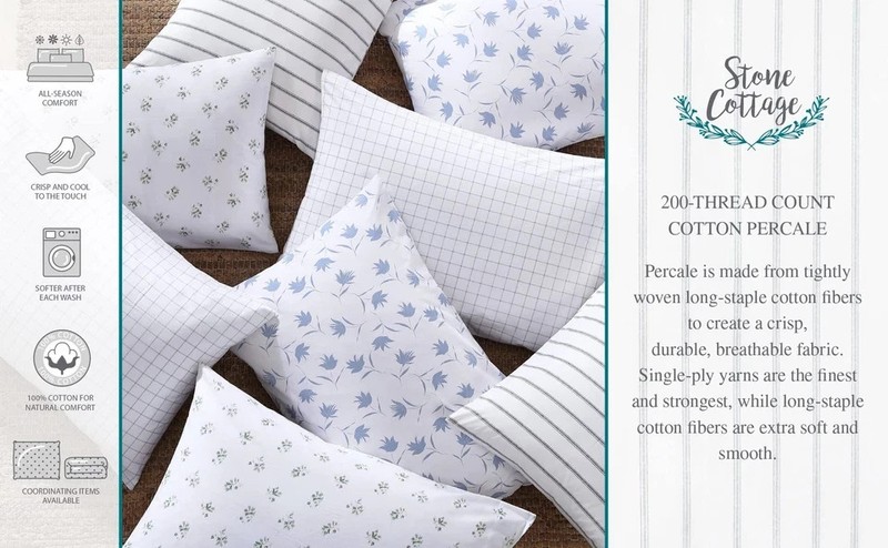 Stone Cottage - Queen Sheets, Cotton Percale Bedding Set, Crisp & Cool Home D... gallery