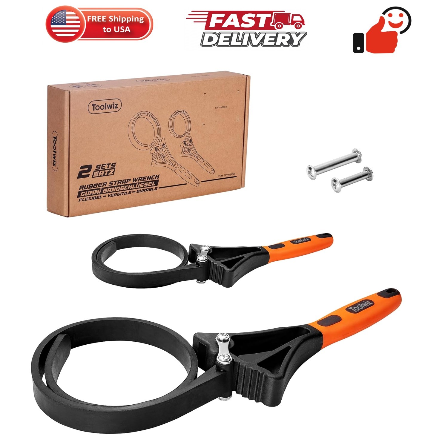 Rubber Strap Wrench Set, 2pcs for Pipes Below 6'' 150mm and 4'' 100mm Univers... gallery