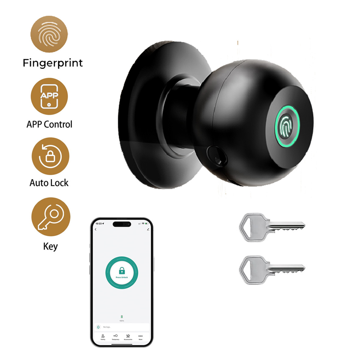 ARPHA Keyless Smart Door Knob Fingerprint Entry Auto Lock Handle D258 Door Lock gallery
