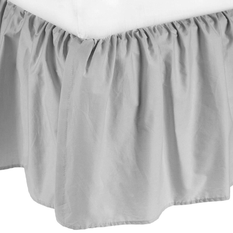 3 Sided 700 TC Cotton Solid Silver Open Corner Ruffled Bed Skirt gallery