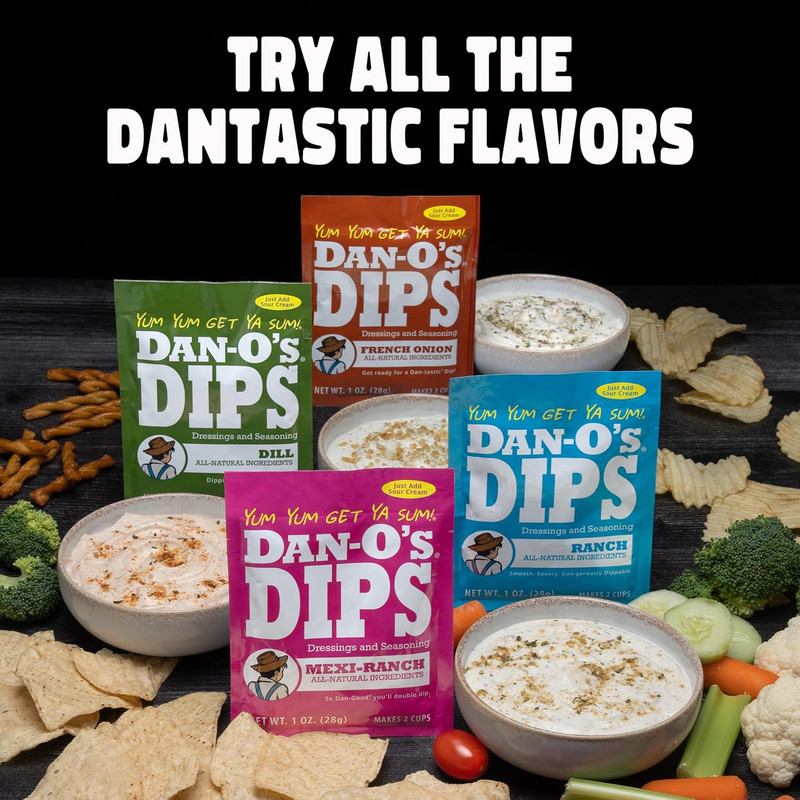 Dan-O’S Dips Variety Pack (8 Pack) – Ranch, Mexi-Ranch, French Onion & Dill Dip gallery