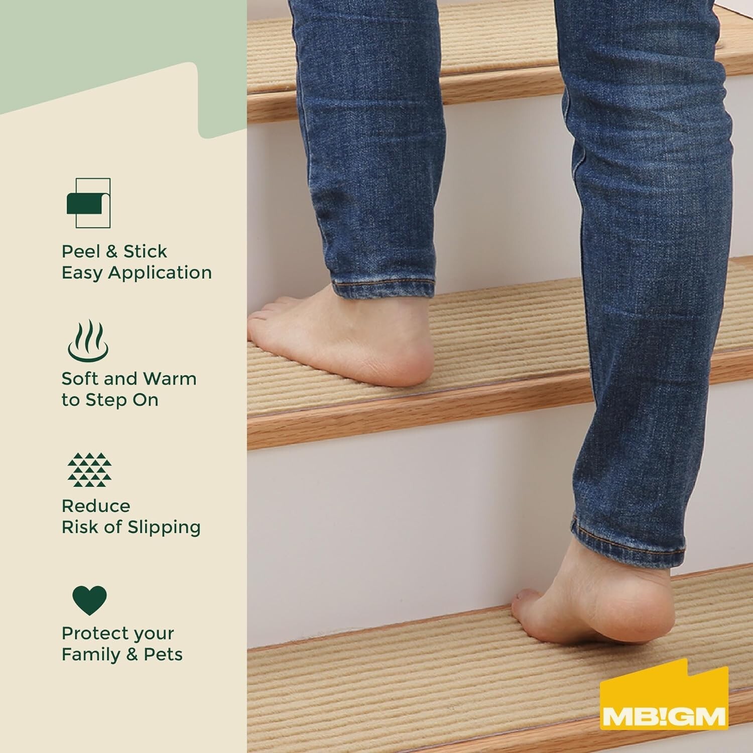 8" X 30" (7 in Pack) Non-Slip Carpet Stair Treads Non-Skid Safety Rug Slip Resis gallery