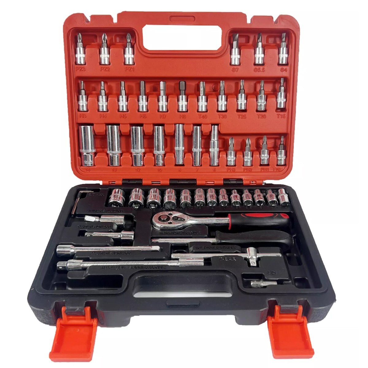 Mechanics Tool Set and Ratchet Socket Set 1/4in 3/8in Drive 53Pcs SAE and Metric gallery