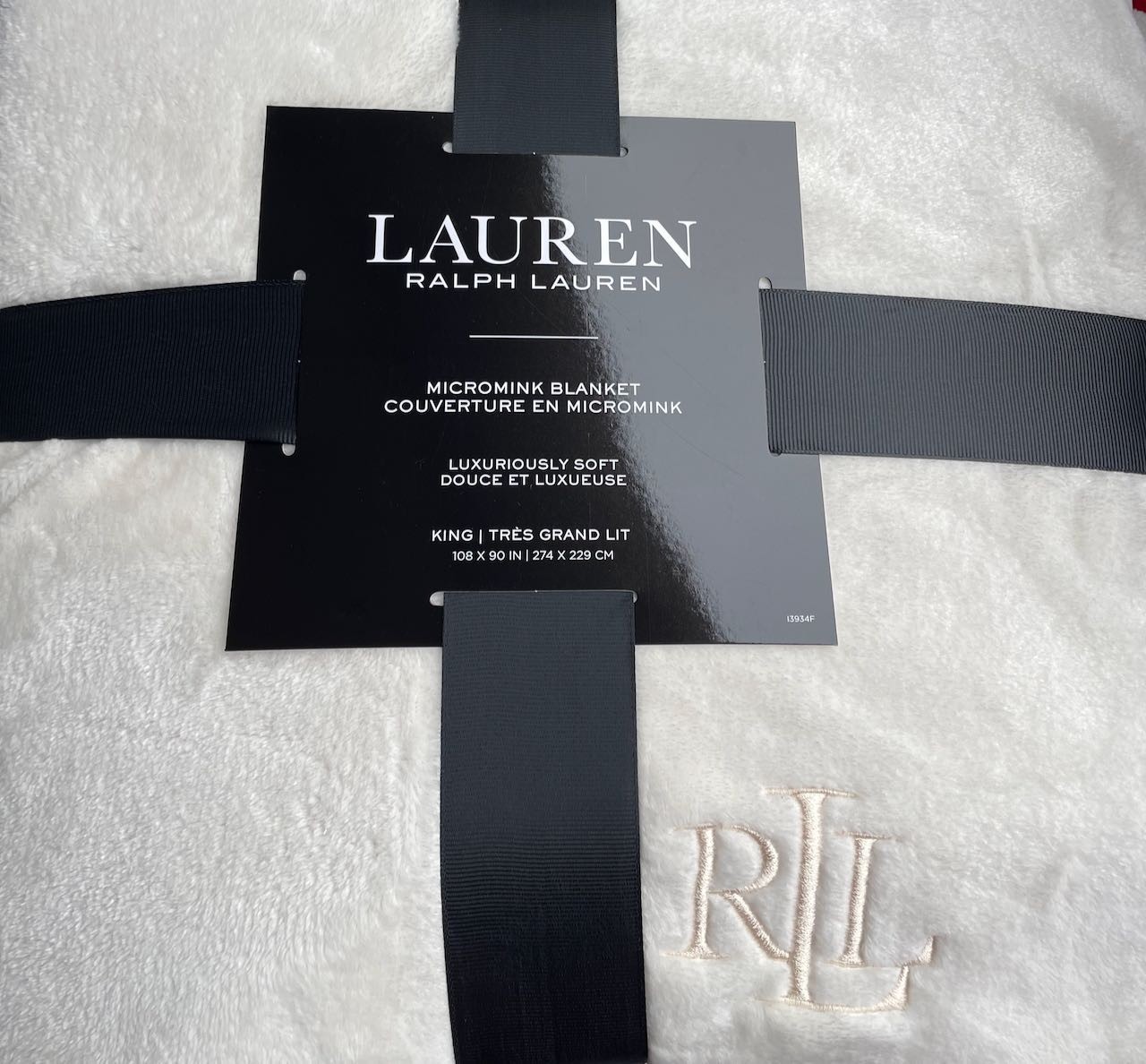 BRAND NEW RALPH LAUREN KING Size GREY Embroidered RLL Logo Micromink Blanket gallery