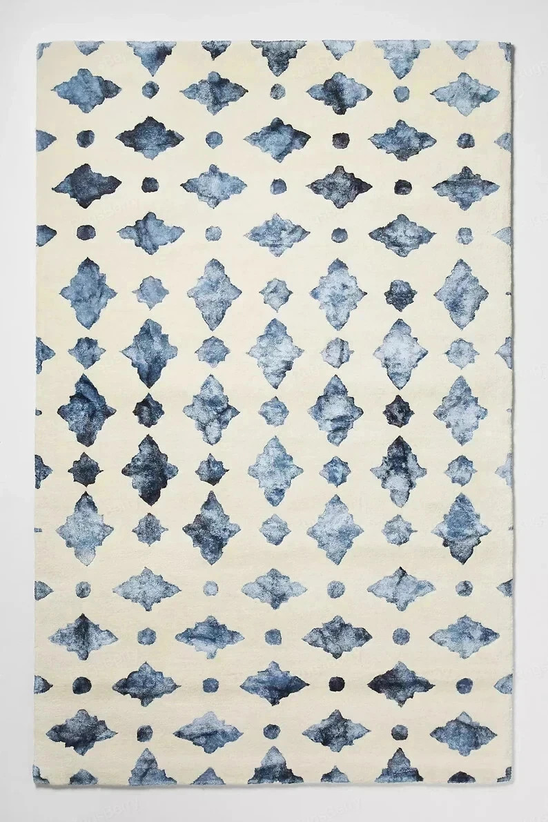 Hand-Tufted Moroccan Tile Rug – Modern Handmade Carpet for Living Room Decor gallery