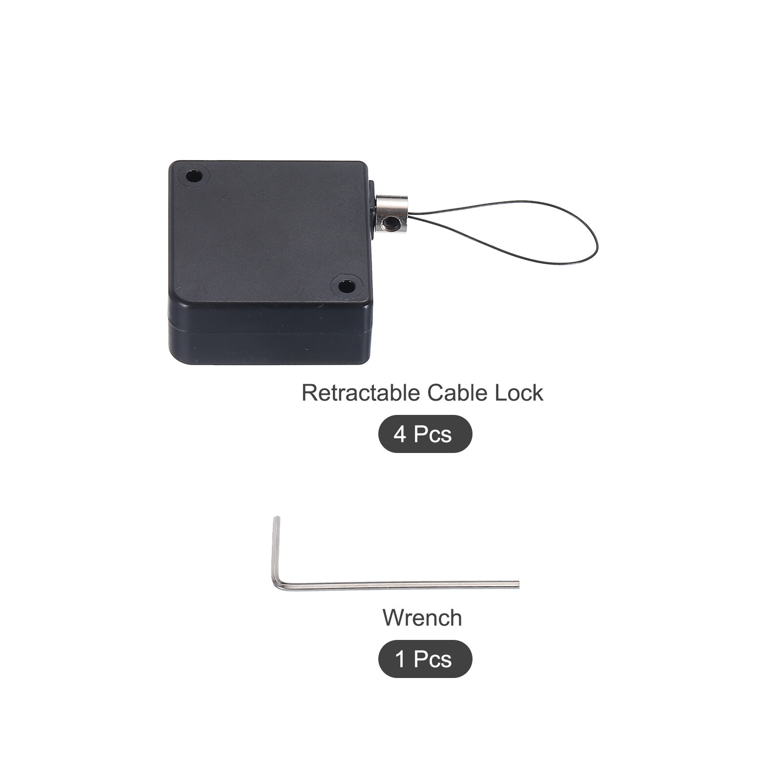 4Set Retractable Cable Lock with Double-Sided Adhesive 600g Black gallery