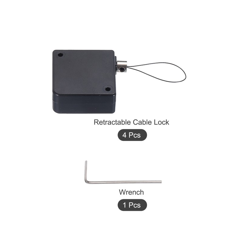 4Set Retractable Cable Lock with Double-Sided Adhesive 600g Black gallery