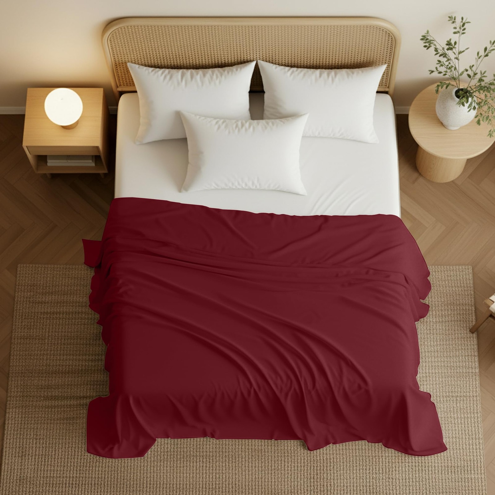 Utopia Bedding Flat Sheet 1 Pack Queen, Burgundy Soft Brushed Microfiber Fa... gallery