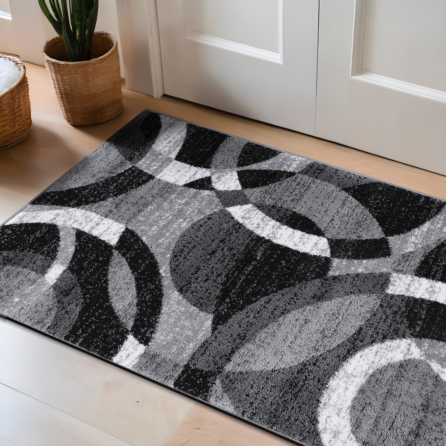 Rugshop Door Rug Geometric Circles Area Rug Hallway Rug Small Rug Gray 2'7"x4' gallery
