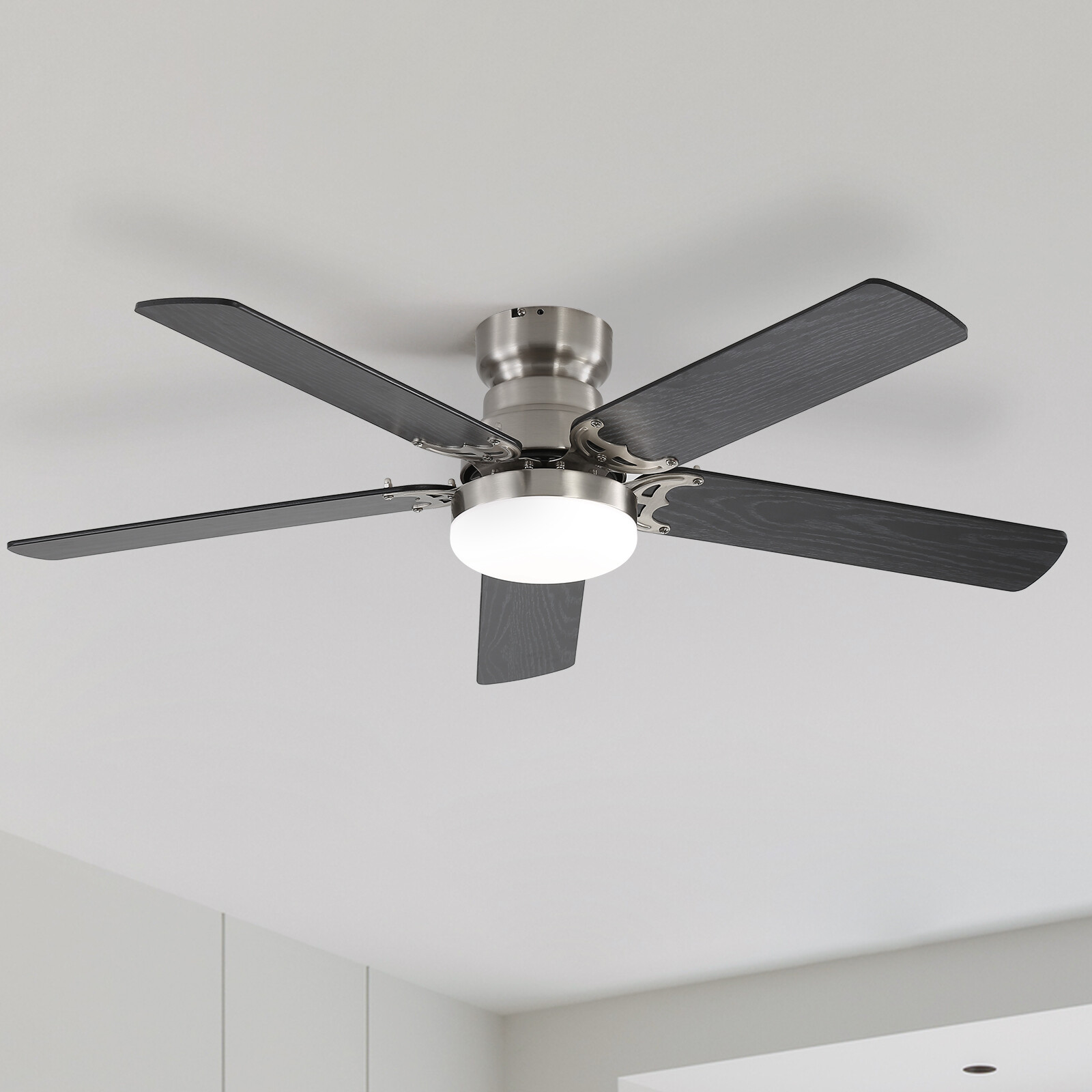 42'' Brushed Nickel Low Profile Ceiling Fan Light w/ Remote 6 Speed Dimable LED gallery