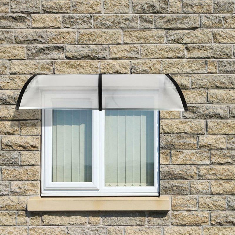 Window Awning Front Door Eaves Canopy Polycarbonate Roof Cover 40'' /80''/120'' gallery