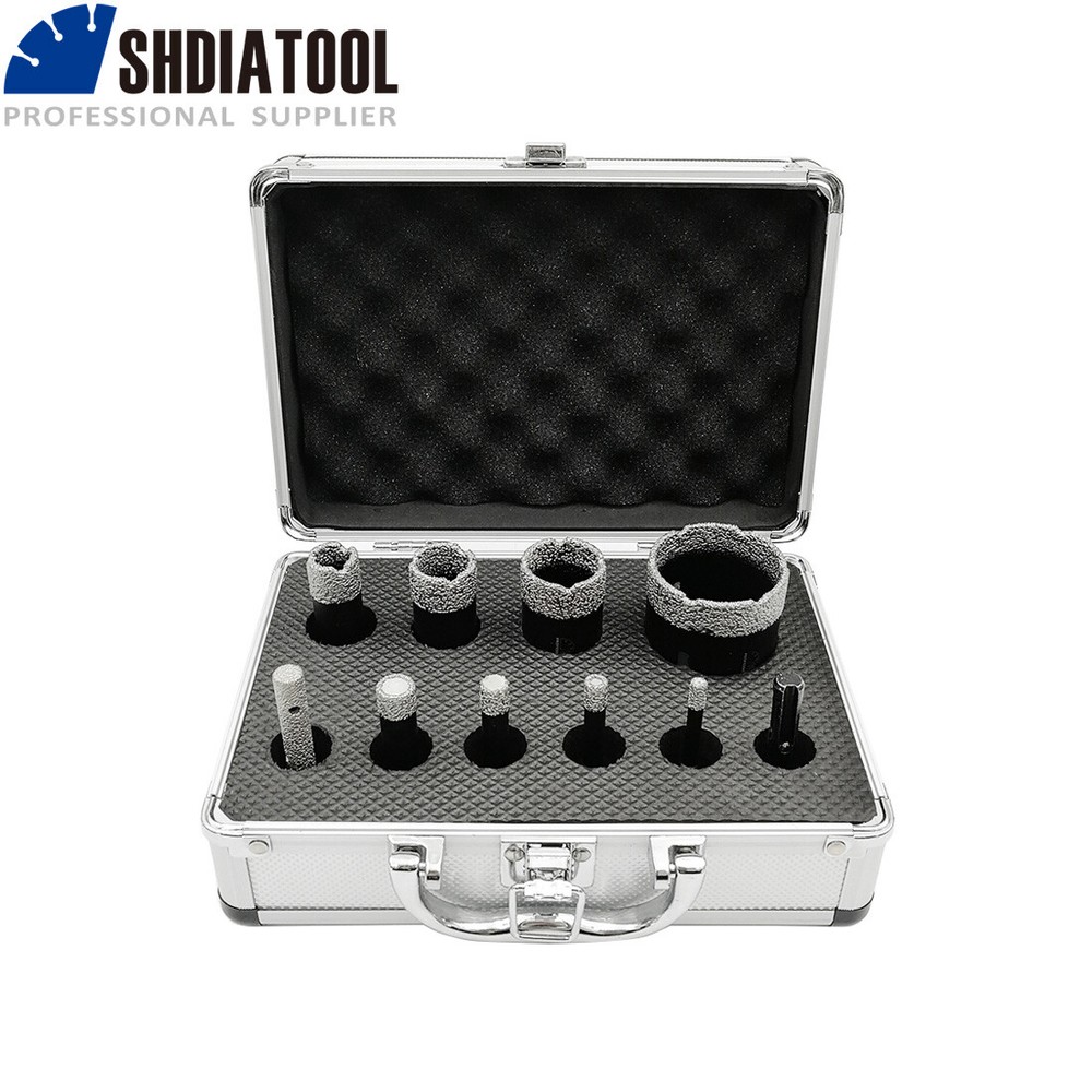 10pcs Dry Diamond Drilling Core Bits Set Hole Saw Cuts Ceramic Porcelain Tile