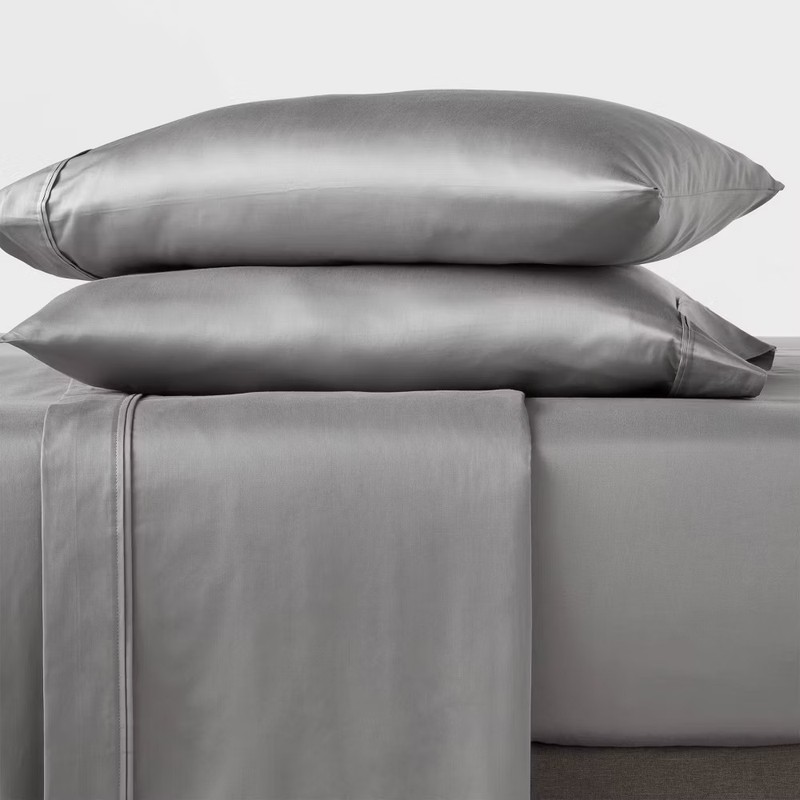Queen 400 Thread Count Performance Fitted Sheet Classic Gray - Threshold: Cotton gallery