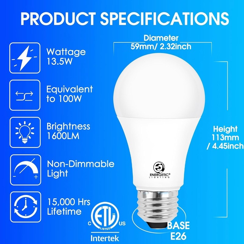 LED Light Bulbs 100 Watt Equivalent, 1600LM Super Bright, Non-Dimmable Cool W... gallery
