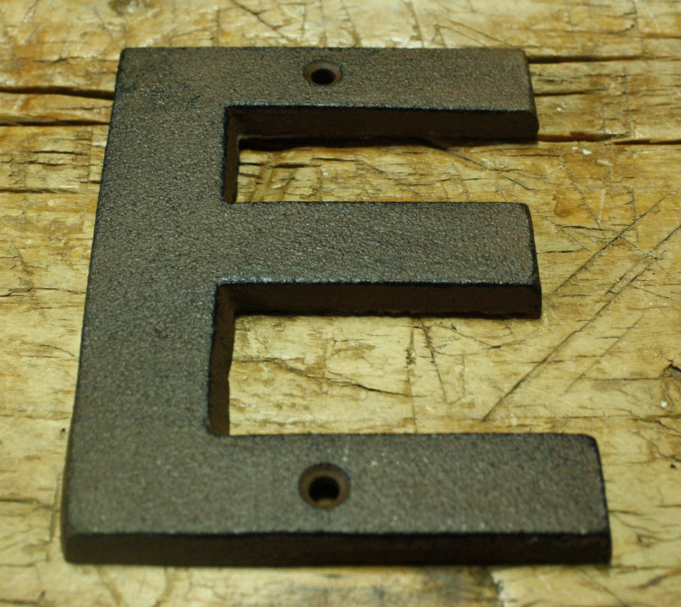 Cast Iron Industrial LETTER E Sign Rustic Brown 5" tall Alphabet gallery