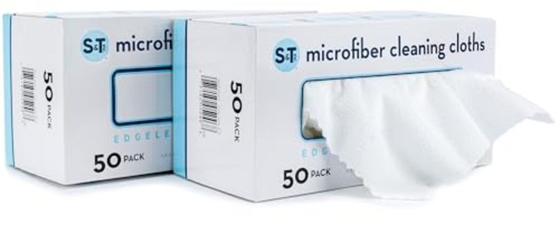 Microfiber Cleaning Cloths with Box, Two 50pk Boxes, Bulk Towels White 2 Box gallery
