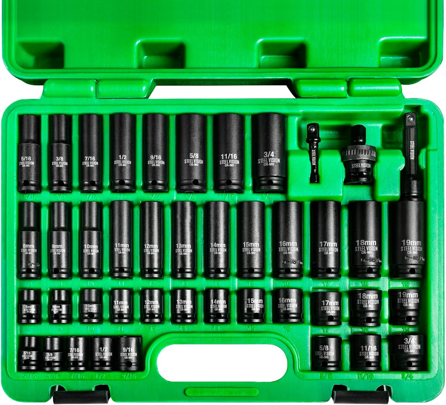 Tools 43-Piece 3/8-Inch Drive SAE & Metric Impact Socket Set (Sizes 5/16"-3/4", gallery