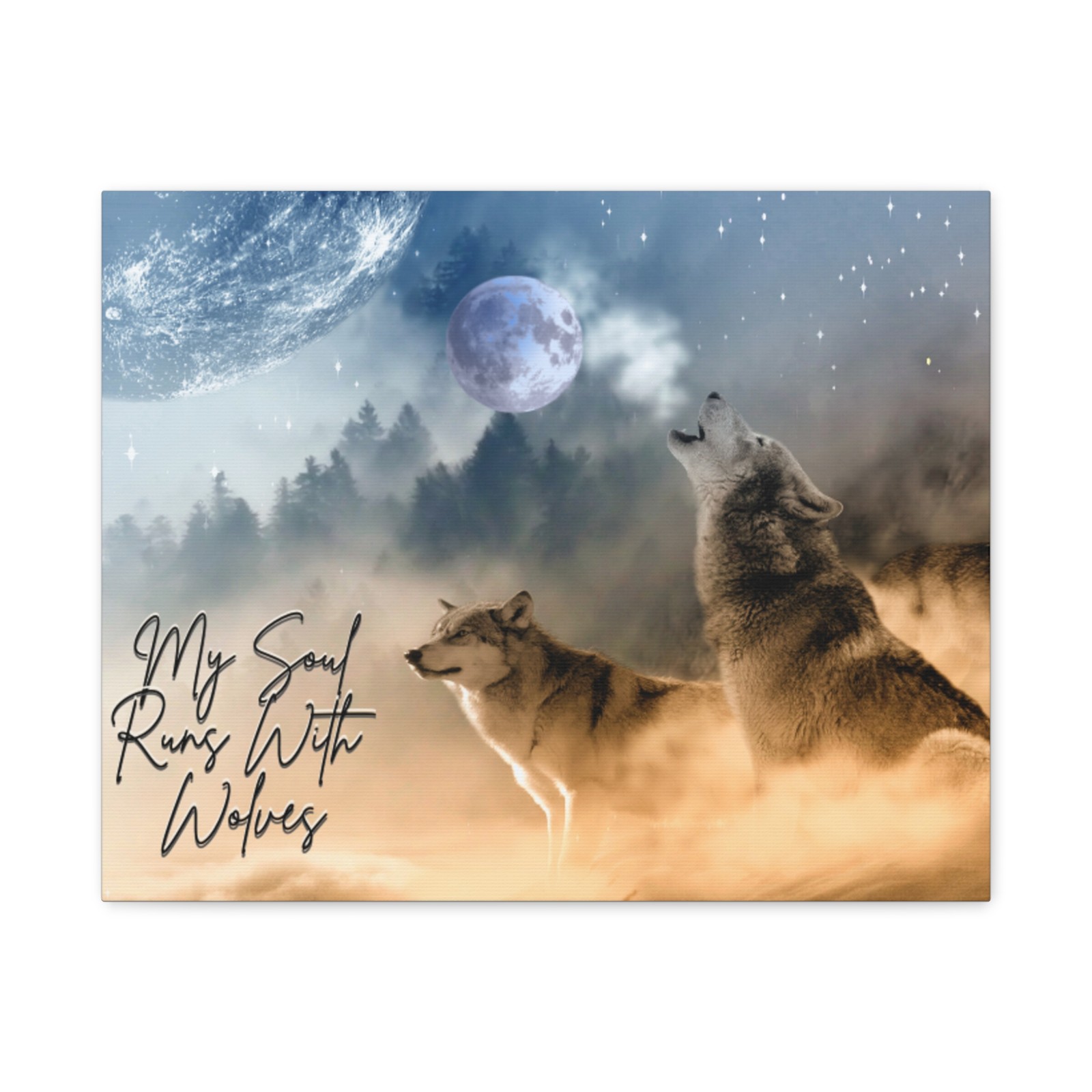 My Soul Runs With Wolves Matte Canvas gallery