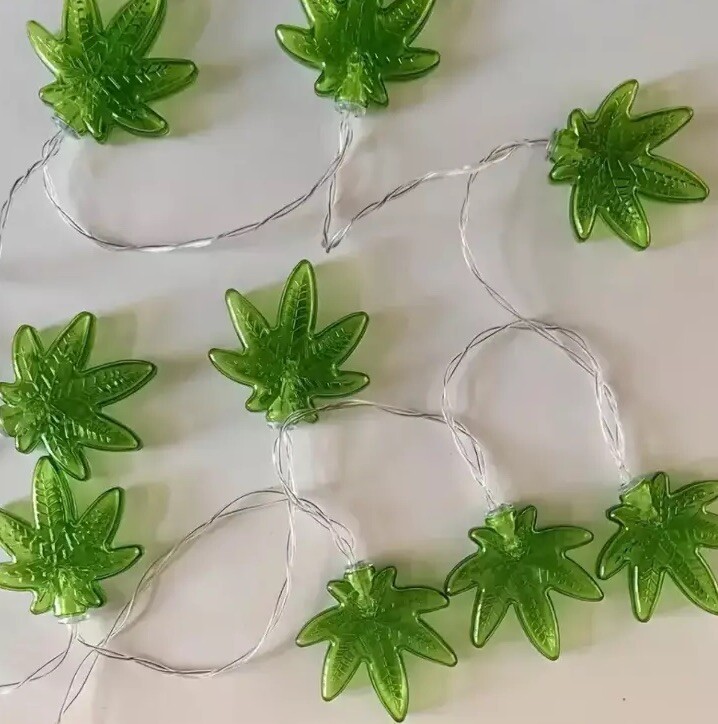 Weed Marijuana Leaf, Battery LED Fairy String Wire Lights, Indoor, String Of 20 gallery