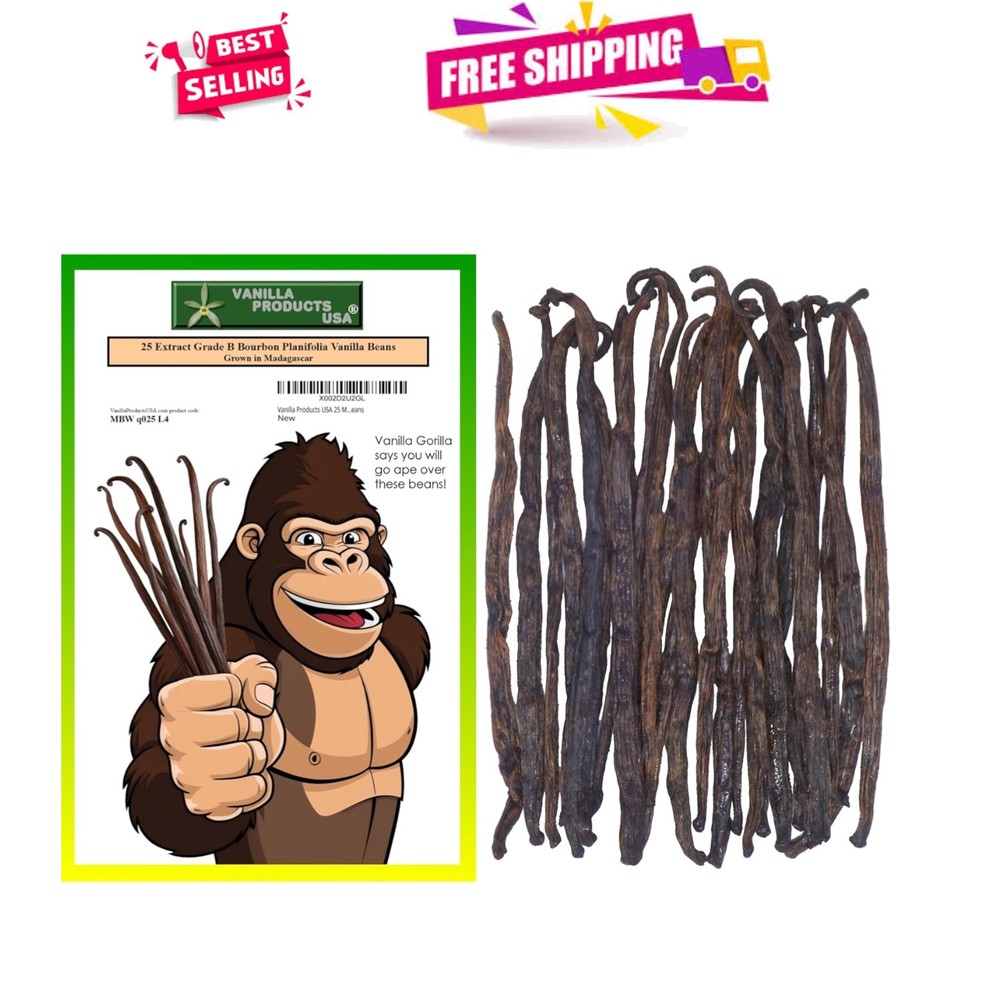 25 Whole Madagascar Bourbon Vanilla Beans - Ideal for Extract & Gourmet Cooking