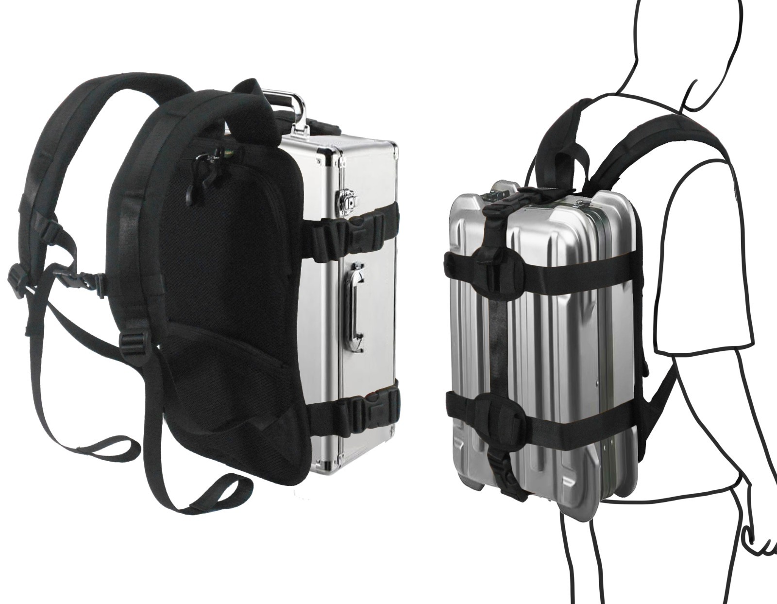 Backpack Carrying System with Adjustable Strap – for tool case or hand baggage.
