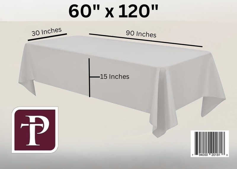 Polyester Tablecloth 60x120 Rectangular Table Cover Wedding Banquet Party 8 Ft gallery