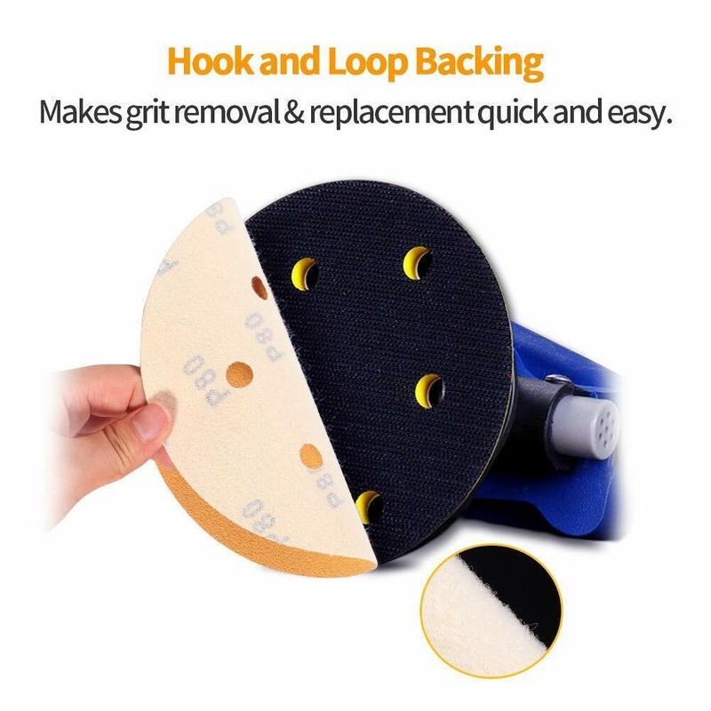 50/100PCS 6 inch Hook Loop Sanding Discs 80 120 180 Grit 6-Hole Sander Sandpaper gallery