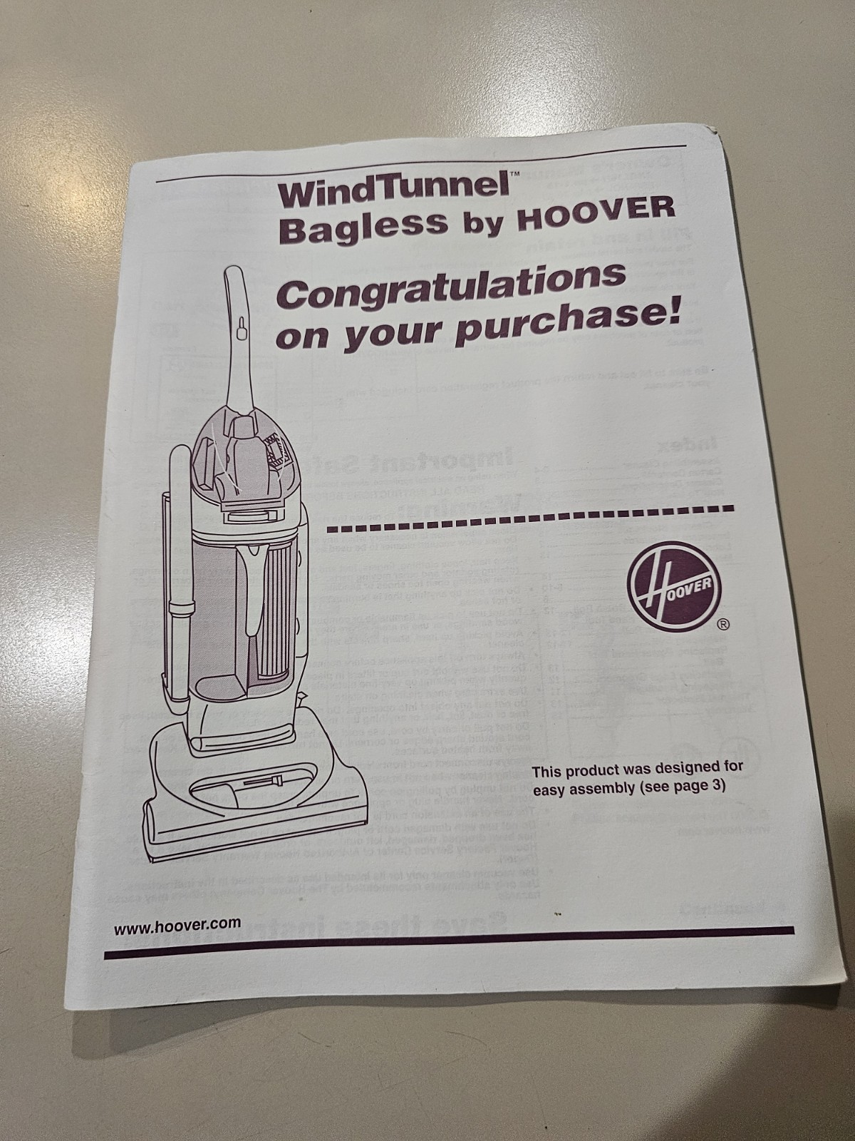 User Manual For Hoover WindTunnel Bagless Vacuum Cleaner gallery
