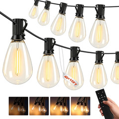 50FT Waterproof LED String Lights with Remote, Dimmable for Outdoor Use
