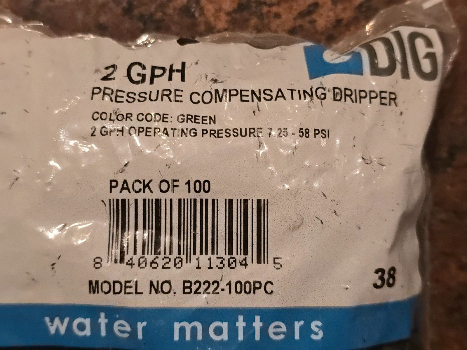 DIG B222-100PC Pressure Compensating Dripper Green 2 GPH 100 Pack gallery