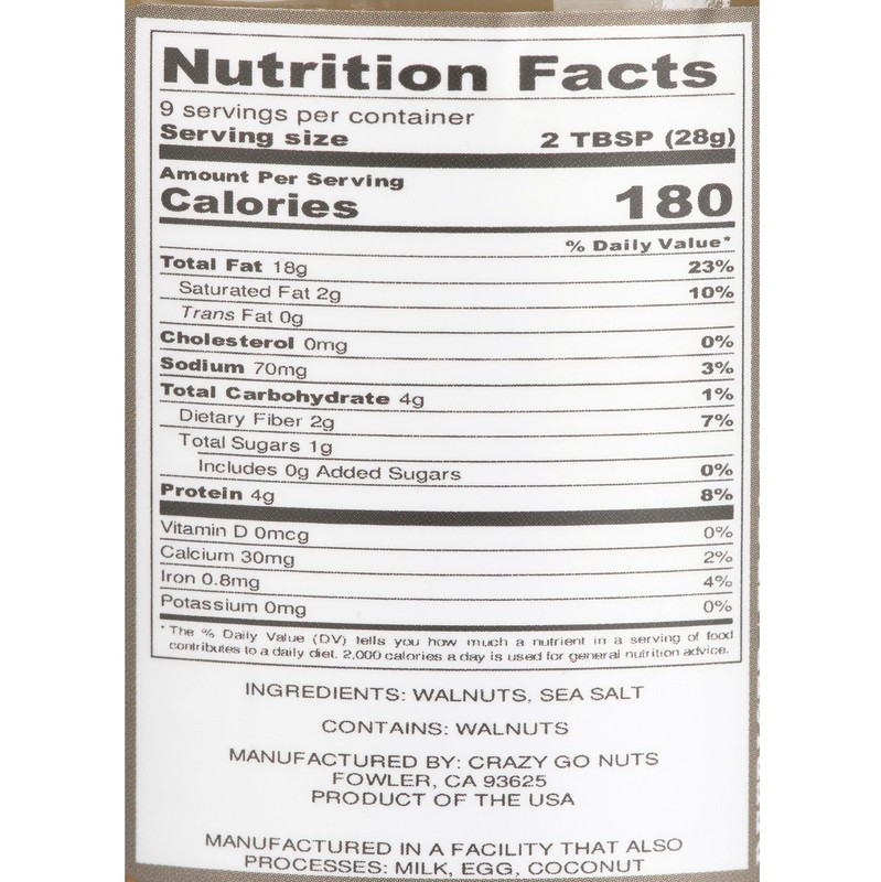 (2-Pack) Crazy Go Nuts Plain W/Sea Salt Walnut Butter, 9 oz gallery