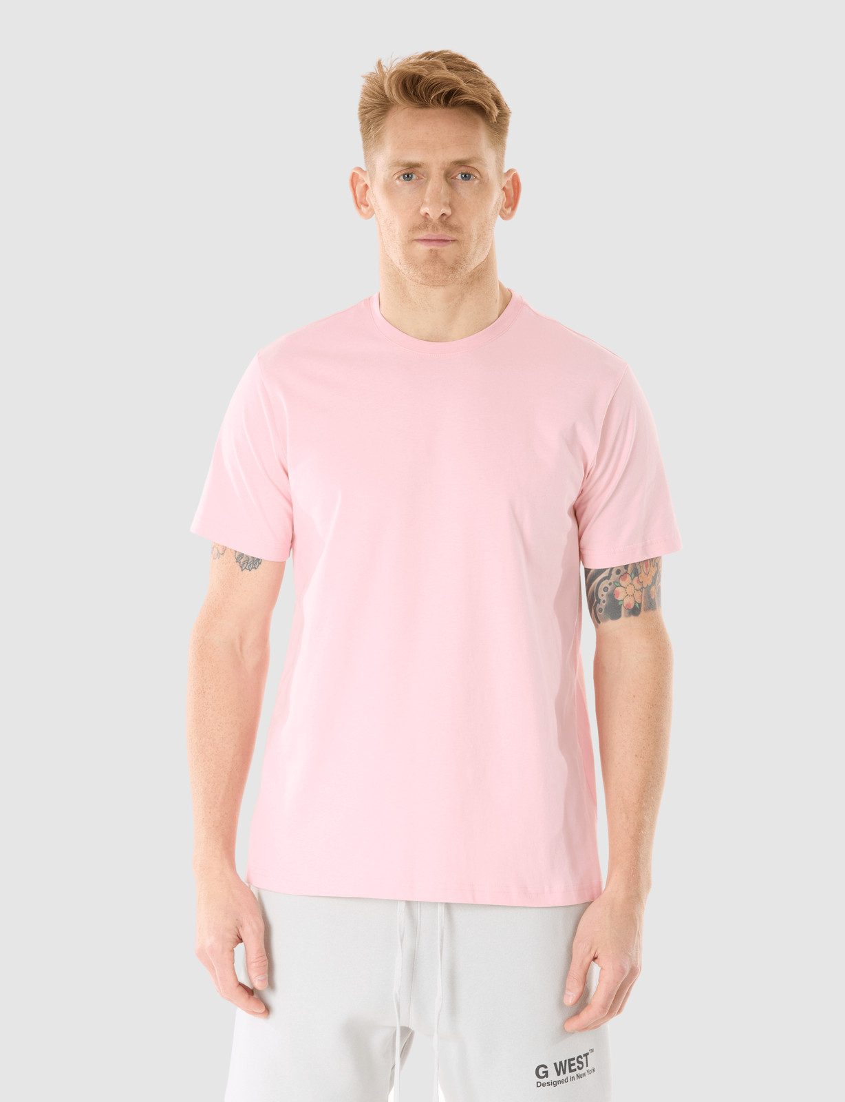 G WEST MENS SOLID CREW NECK TEE - PINK gallery