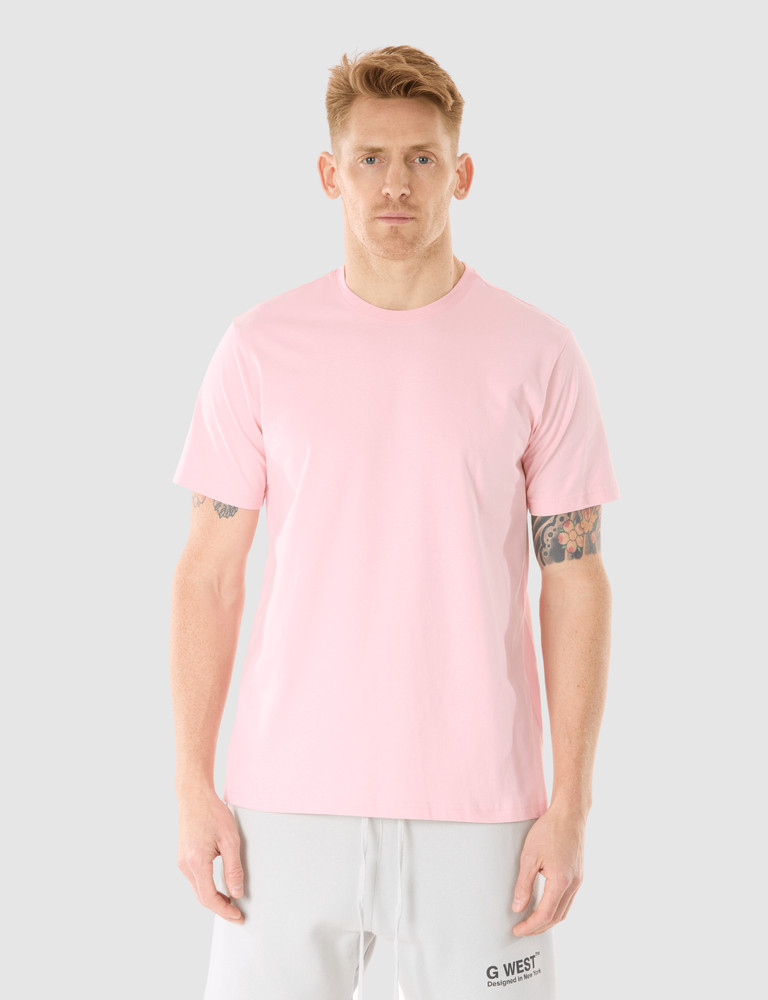 G WEST MENS SOLID CREW NECK TEE - PINK