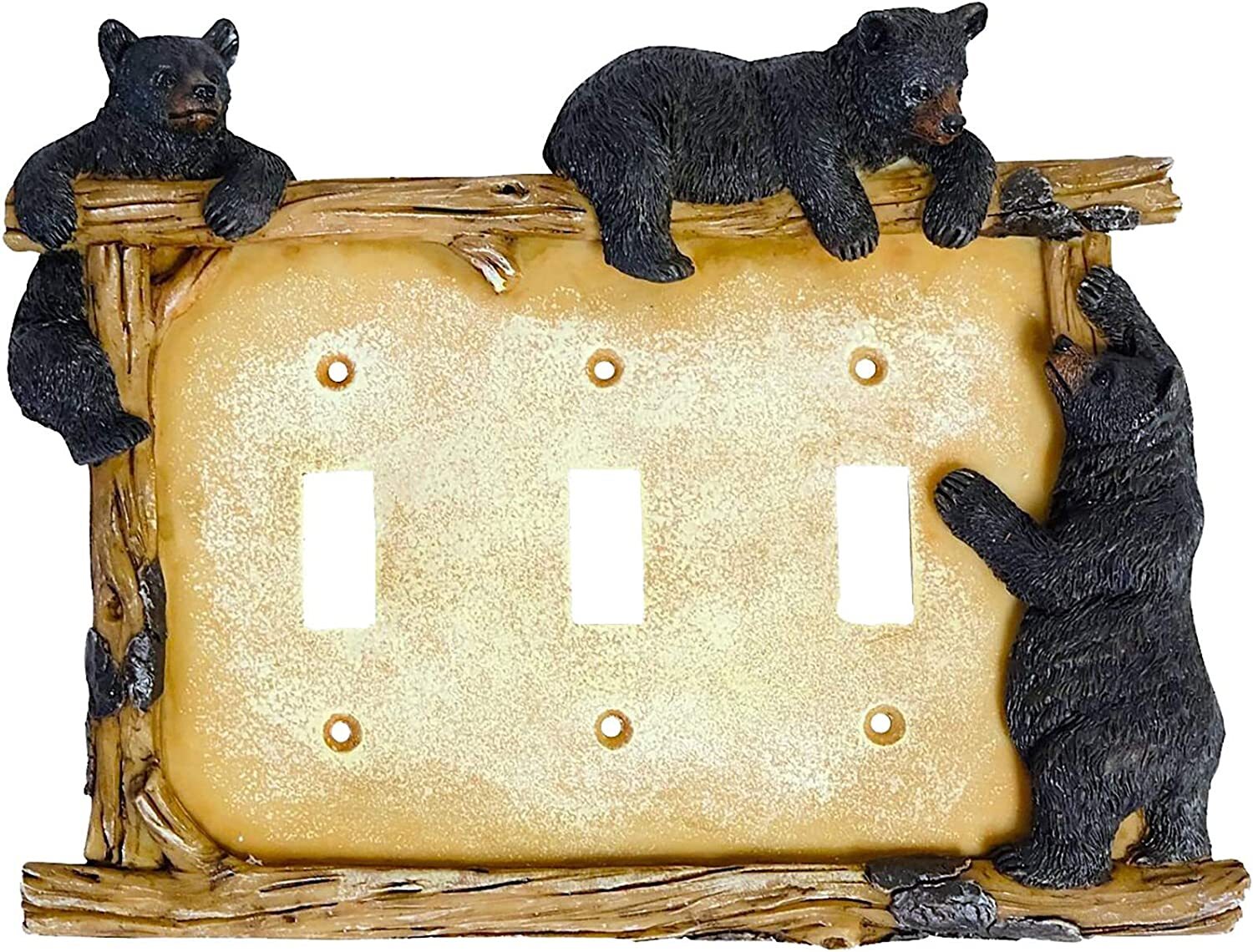 Bear Log Triple Electric Toggle Light Switch Cover Wall Plate Lodge Cabin Decor gallery