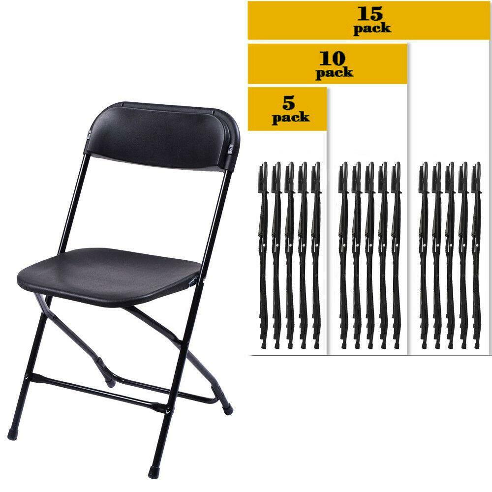 (5 to 15 PACK) Commercial Wedding Quality Stackable Plastic Folding Chairs Black gallery