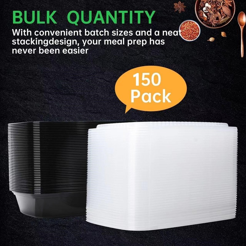 [150 Containers+150 Lids] 30oz Plastic Meal Prep Food Containers for Restaurants gallery