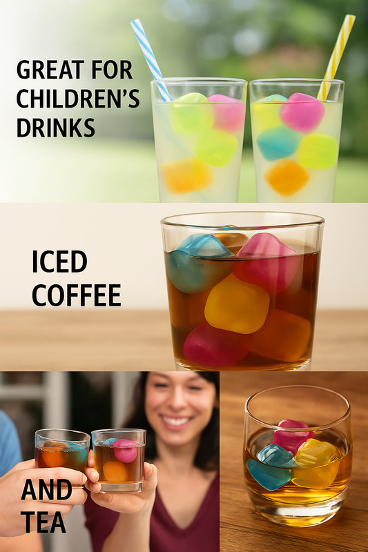 18-Pack Reusable Ice Cubes – 1" Square BPA-Free Multicolor Chilling Cubes gallery