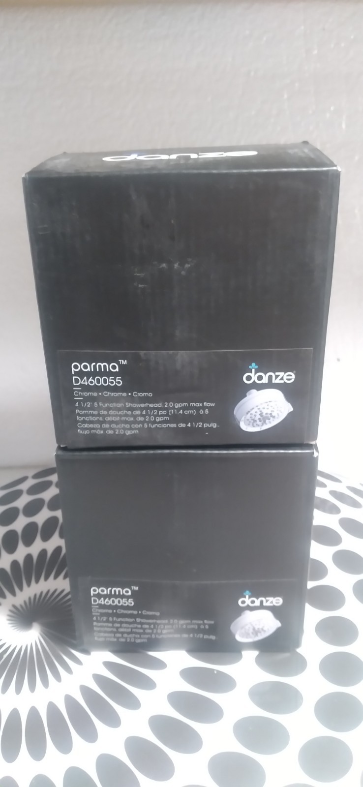 (2) NEW Danze/Gerber Parma 4 1/2" 5-Function CHROME Showerhead 2.0gpm gallery