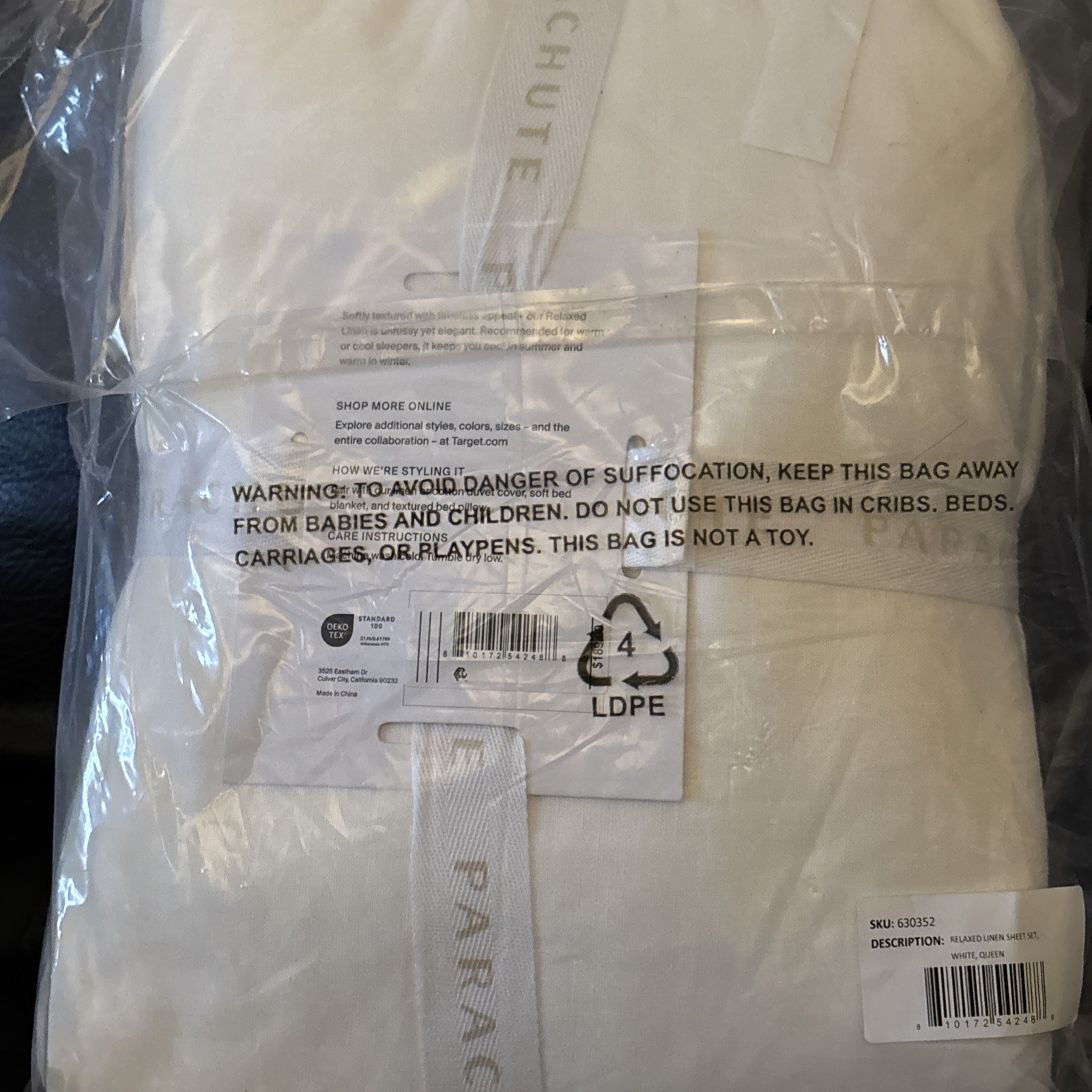 Relaxed Linen Sheet Set - Parachute - Queen White - Brand New gallery