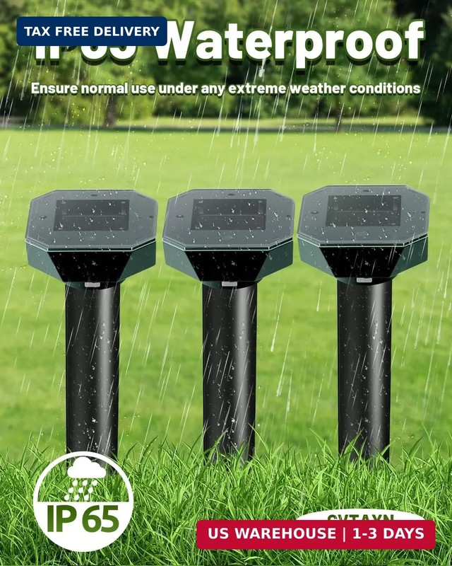 Snake & Mole & Rabbit & Skunk Repellent Solar Powered, Upgraded Ultrasonic Deter gallery