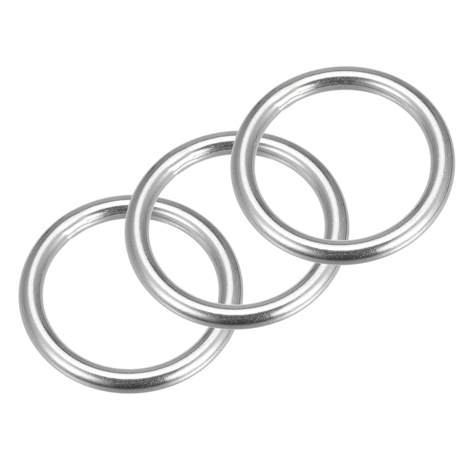 316 Stainless Steel Round Ring Welded O-Rings 40mm(1.57") ID 6mm Thick 3pcs gallery