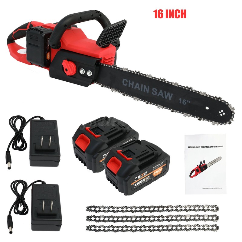 12/16" Cordless Chainsaw Brushless Electric Handheld Chain Saw w/Battery&Charger gallery