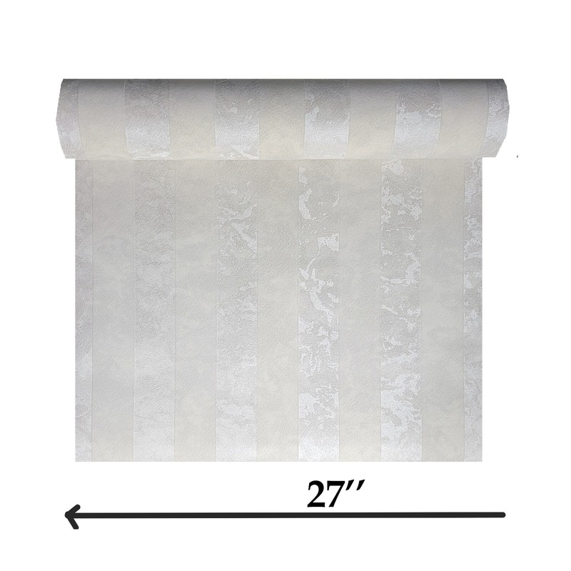 Modern stripes Flocked Wallpaper off white Textured Flocking striped Velvet roll gallery