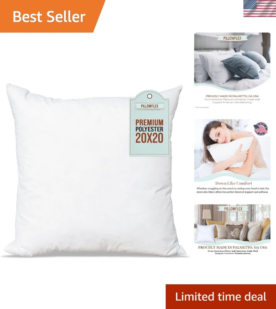 Premium Polyester Pillow Insert - 20x20 Pillow Form - Machine Washable, Soft ...