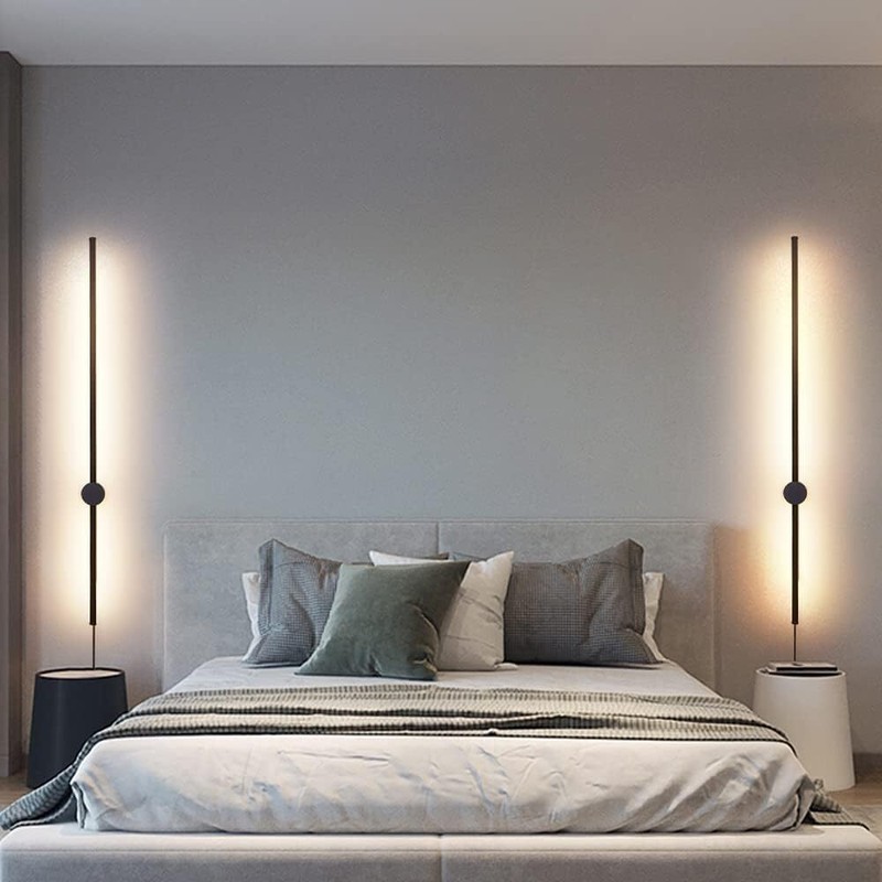 LED Wall Lights RC Dimmable Modern Plug in Wall Sconce Set of 2 With Dimmer 39" gallery