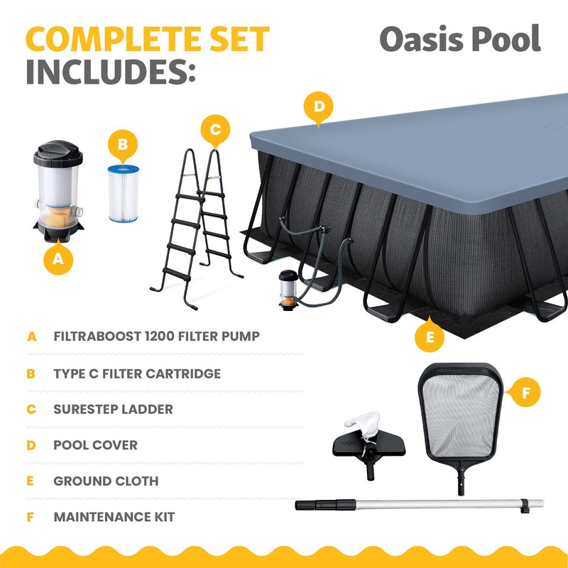 Funsicle 24 Ft Oasis Designer Lap Above Ground Pool w/ Pump, Dark Chevron Rattan gallery