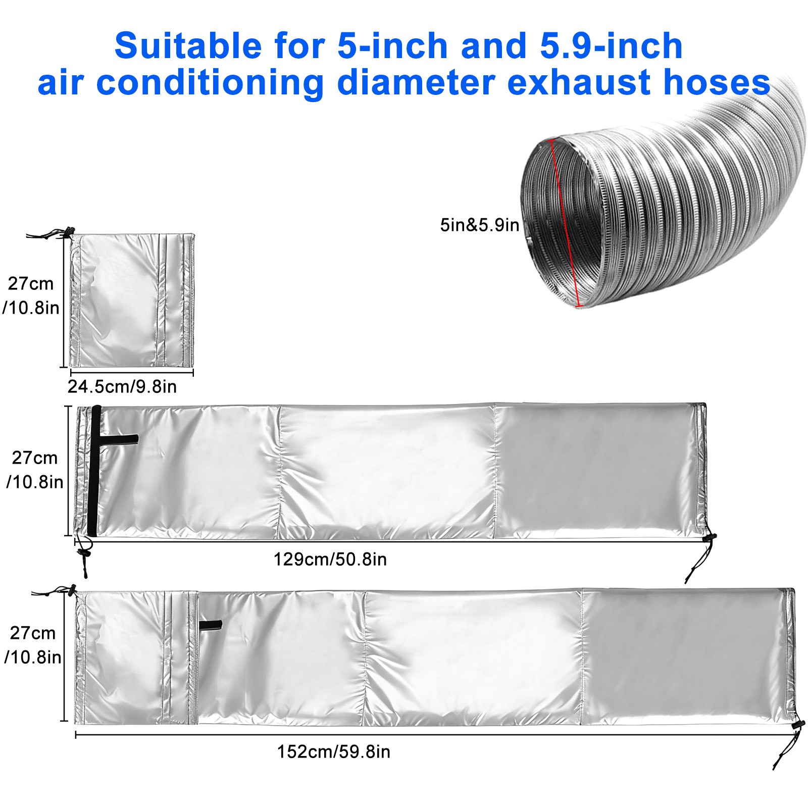Portable AC Exhaust Hose Insulation Cover Wrap Heat Resistant Sleeve for 5" 5.9" gallery
