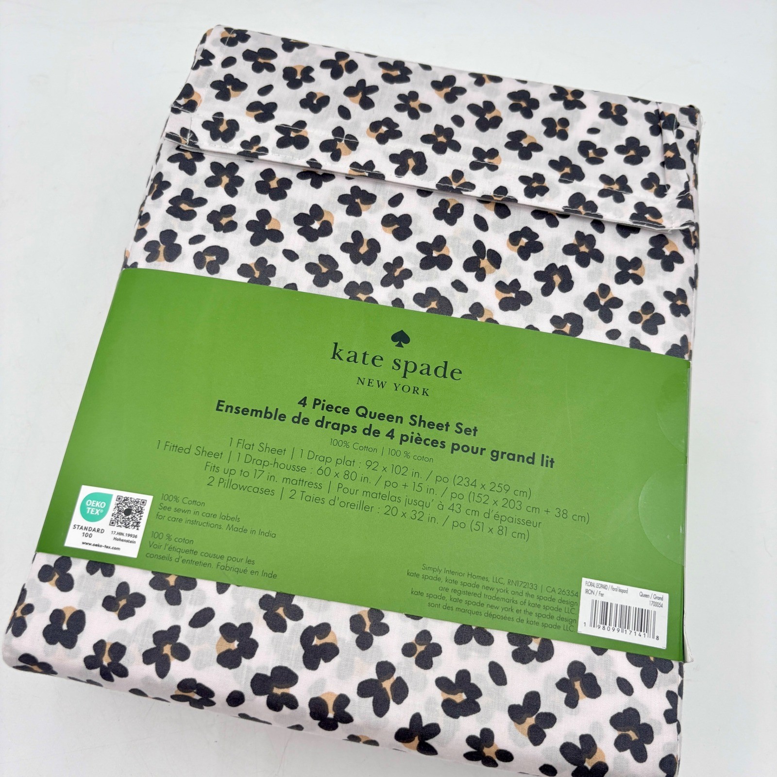 Kate Spade New York 4 Piece Queen Sheet Set Floral Leopard Print 100% Cotton gallery