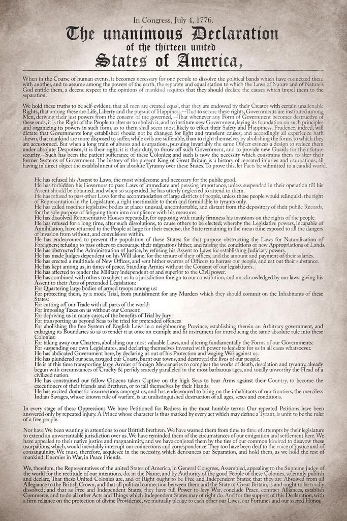Declaration Independence Remastered Readable US History Art Print Poster 16x24 gallery
